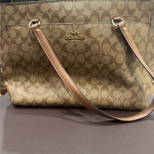 Coach Tan and Brown Signature Tote